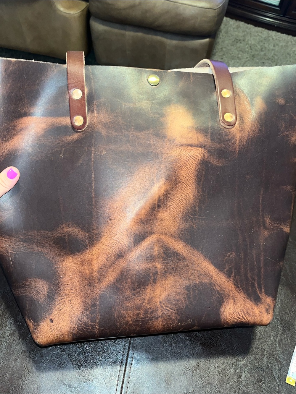 Autumn harvest Brown Leather Tote Bag from KMM and co